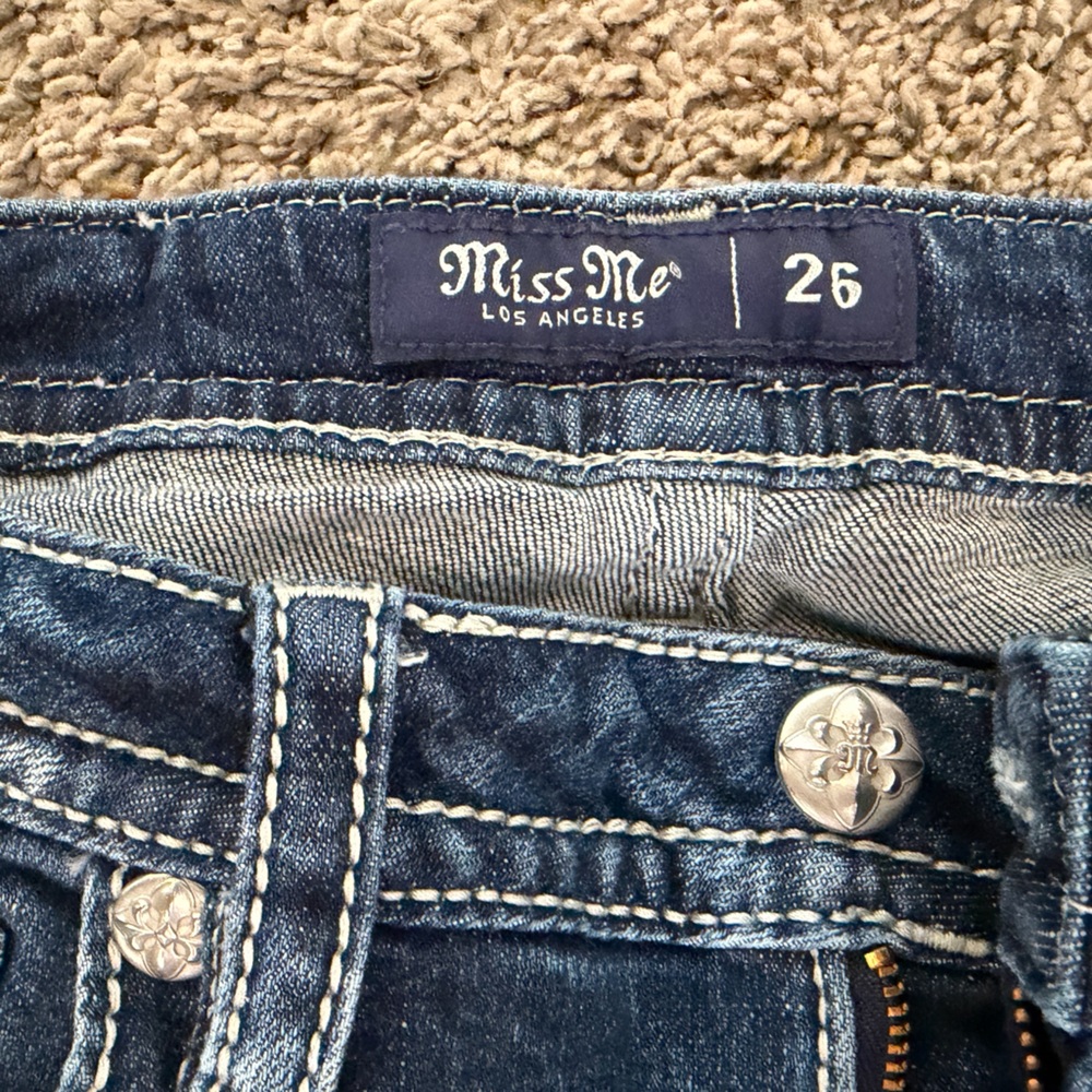 Miss Me Dark Blue Denim Shorts - Picture 2 of 3